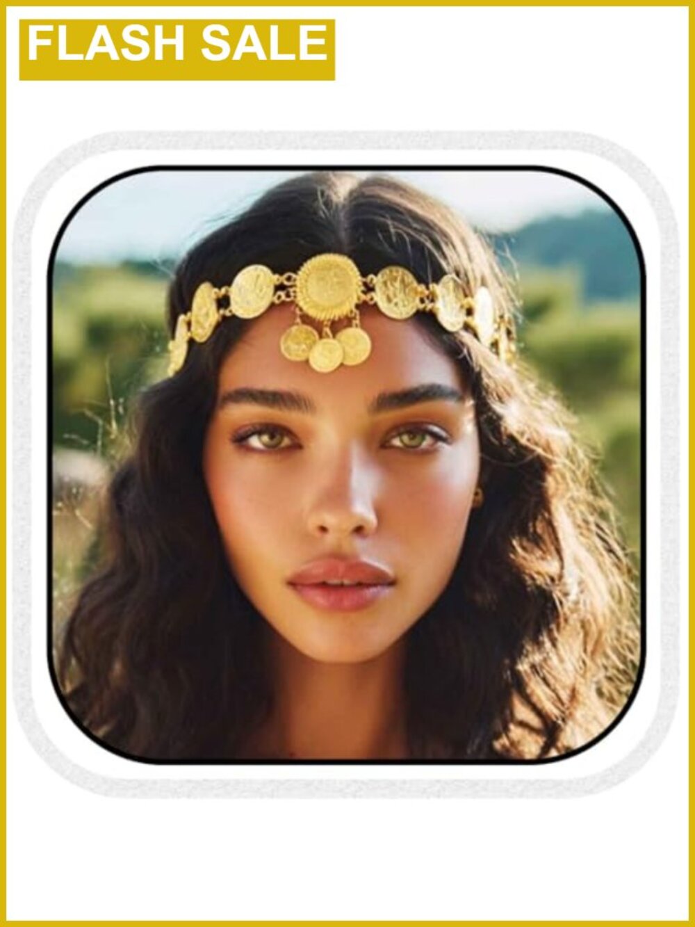 Gold Egyptian Coin Head Chain Jewelry Headpiece Costume Headband for Women